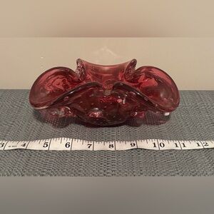 VTG~Murano Pink Hand Blown Decoative Glass Bowl/Ashtray-Art Glass